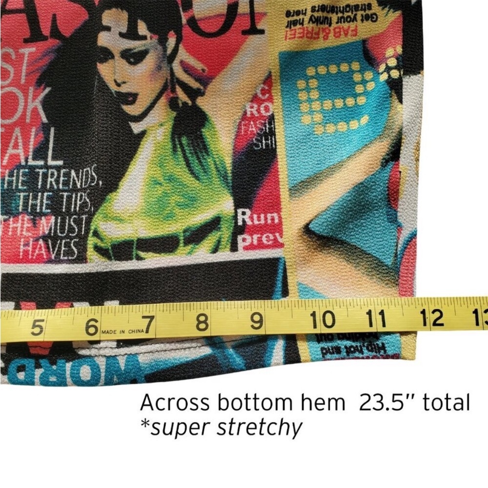 Symphony - 80's Punk Era Style Graphic Printed BodyCon Stretchy Colorful Dress - Picture 11 of 11